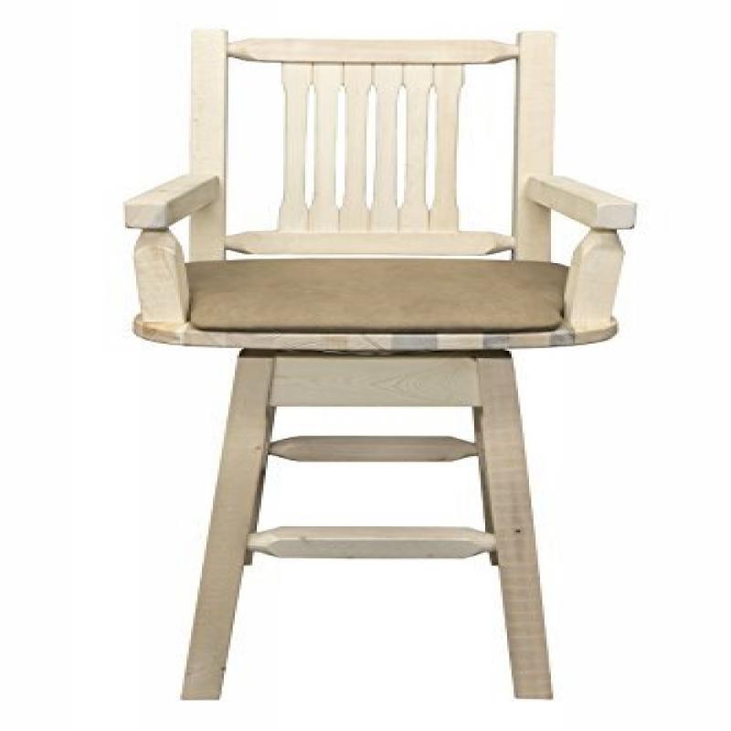 Homestead Collection Captain'S Barstool W/ Back & Swivel, Ready To Finish W/ Upholstered Seat, Buckskin Pattern