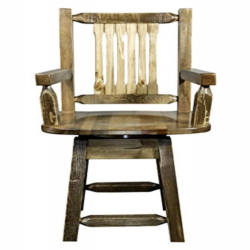 Homestead Collection Counter Height Swivel Captain'S Barstool, Stain & Lacquer Finish