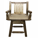 Homestead Collection Counter Height Swivel Captain'S Barstool - Buckskin Upholstery, Stain & Lacquer Finish