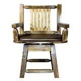 Homestead Collection Counter Height Swivel Captain'S Barstool - Saddle Upholstery, Stain & Lacquer Finish