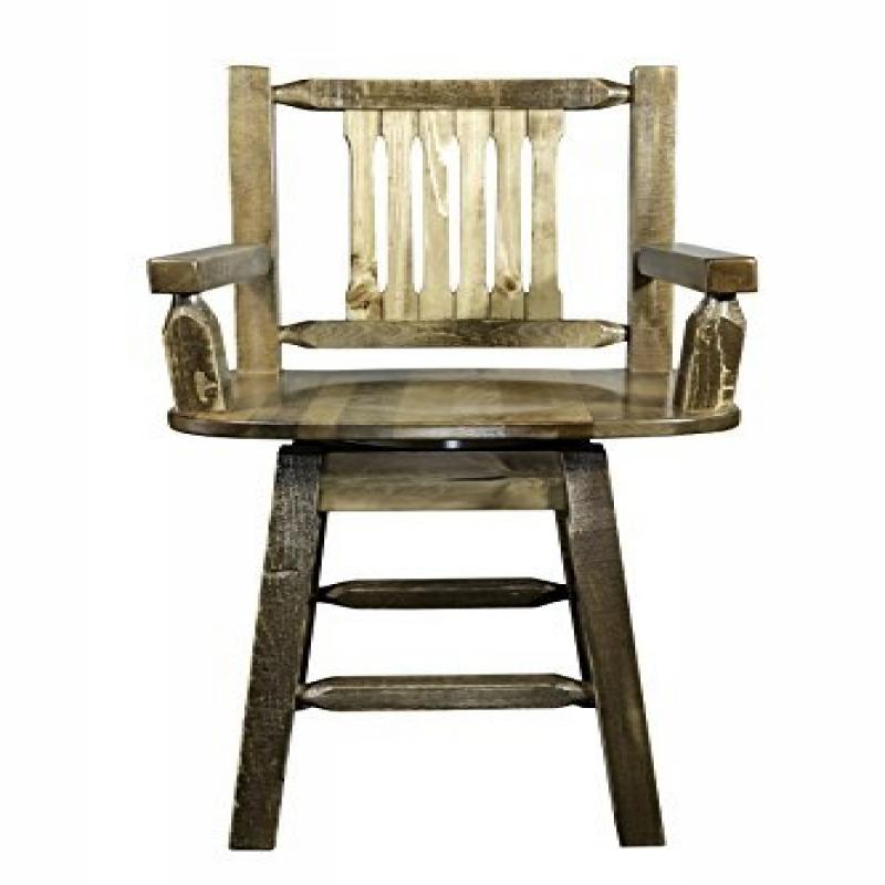 Homestead Collection Captain'S Barstool W/ Back & Swivel, Stain & Lacquer Finish