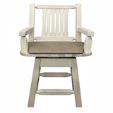 Homestead Collection Counter Height Swivel Captain'S Barstool - Buckskin Upholstery, Clear Lacquer Finish