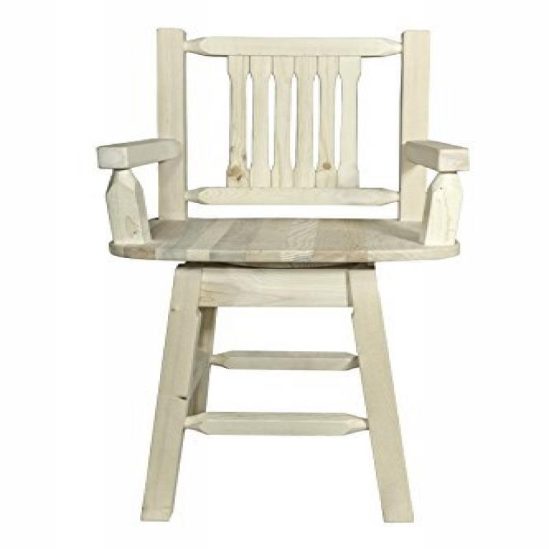 Homestead Collection Captain'S Barstool W/ Back & Swivel, Clear Lacquer Finish
