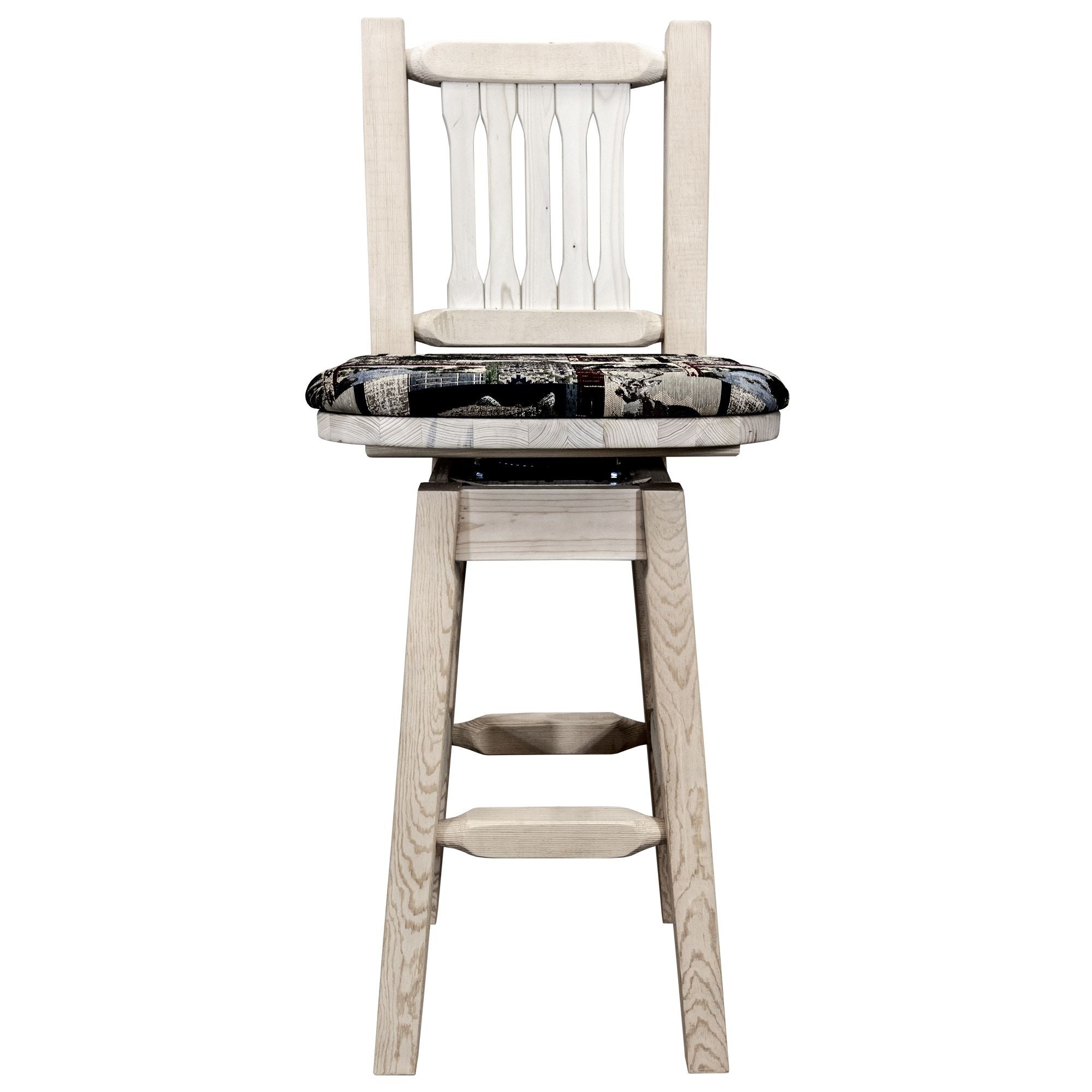 Homestead Collection Counter Height Barstool W/ Back & Swivel - Woodland Upholstery, Ready To Finish