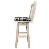 Homestead Collection Barstool W/ Back & Swivel, Ready To Finish W/ Upholstered Seat, Woodland Pattern