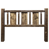 Homestead Collection California King Headboard W/ Laser Engraved Wolf Design, Stain & Clear Lacquer Finish