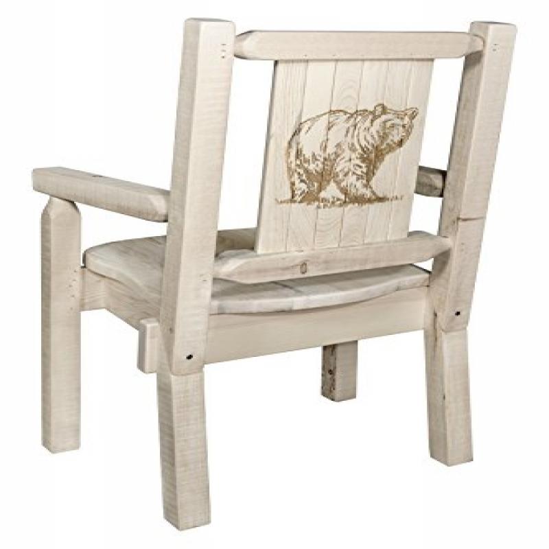 Homestead Collection Captain'S Chair W/ Laser Engraved Bear Design, Ready To Finish