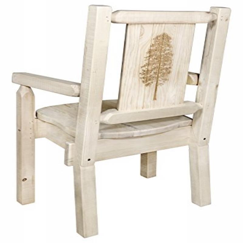 Homestead Collection Captain'S Chair W/ Laser Engraved Pine Tree Design, Ready To Finish