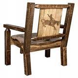 Homestead Collection Captain'S Chair W/ Laser Engraved Bronc Design, Stain & Lacquer Finish