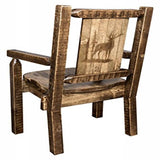 Homestead Collection Captain'S Chair W/ Laser Engraved Elk Design, Stain & Lacquer Finish