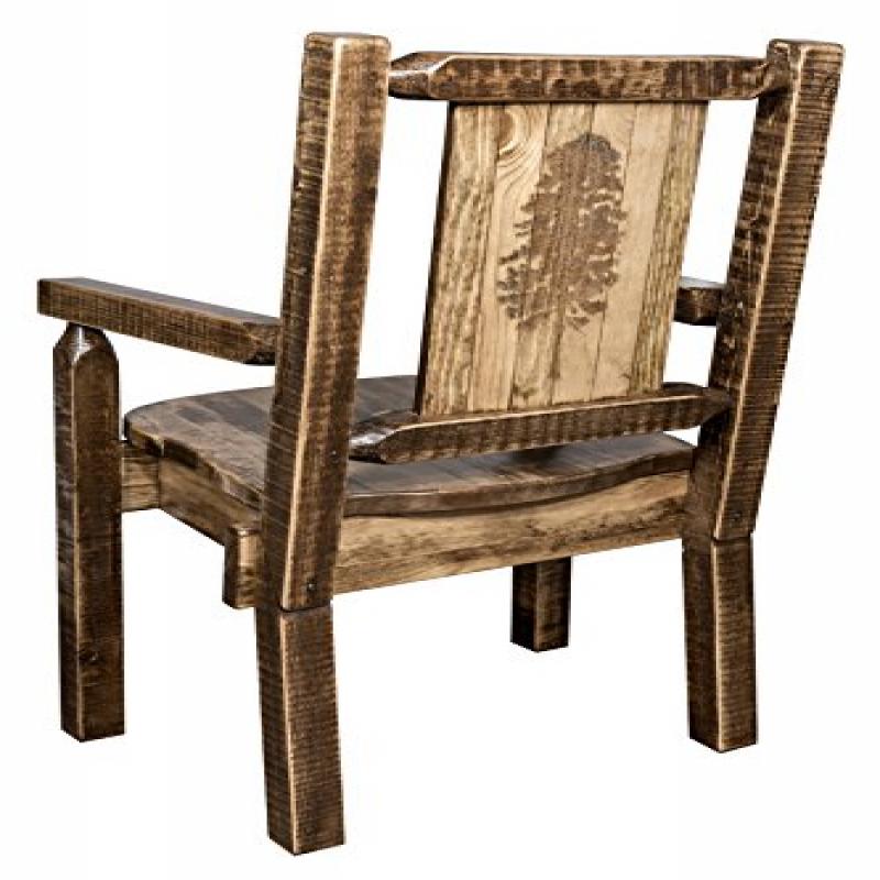 Homestead Collection Captain'S Chair W/ Laser Engraved Pine Tree Design, Stain & Lacquer Finish