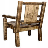 Homestead Collection Captain'S Chair W/ Laser Engraved Wolf Design, Stain & Lacquer Finish