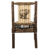 Homestead Collection Captain'S Chair, Woodland Upholstery W/ Laser Engraved Bear Design, Stain & Lacquer Finish