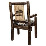 Homestead Collection Captain'S Chair, Woodland Upholstery W/ Laser Engraved Moose Design, Stain & Lacquer Finish