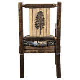 Homestead Collection Captain'S Chair, Woodland Upholstery W/ Laser Engraved Pine Tree Design, Stain & Lacquer Finish