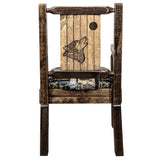Homestead Collection Captain'S Chair, Woodland Upholstery W/ Laser Engraved Wolf Design, Stain & Lacquer Finish