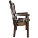 Homestead Collection Captain'S Chair, Stain & Clear Lacquer Finish W/ Upholstered Seat, Woodland Pattern