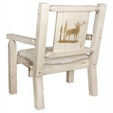 Homestead Collection Captain'S Chair W/ Laser Engraved Elk Design, Clear Lacquer Finish