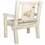 Homestead Collection Captain'S Chair W/ Laser Engraved Wolf Design, Clear Lacquer Finish