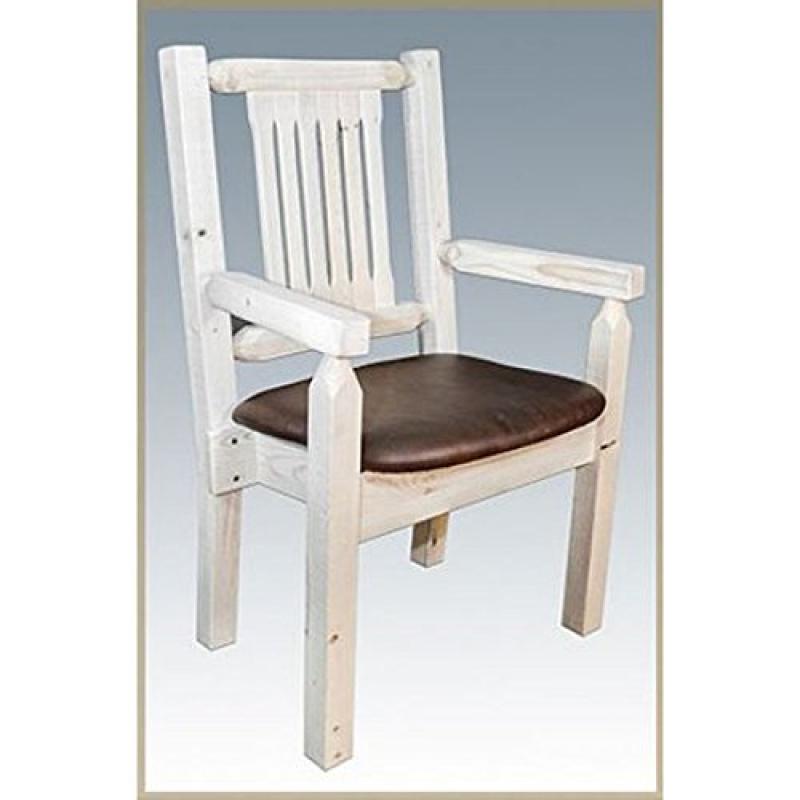 Homestead Collection Captain'S Chair, Clear Lacquer Finish W/ Upholstered Seat, Saddle Pattern