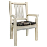 Homestead Collection Captain'S Chair, Clear Lacquer Finish W/ Upholstered Seat, Woodland Pattern