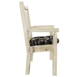 Homestead Collection Captain'S Chair, Clear Lacquer Finish W/ Upholstered Seat, Woodland Pattern