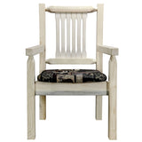 Homestead Collection Captain'S Chair, Clear Lacquer Finish W/ Upholstered Seat, Woodland Pattern