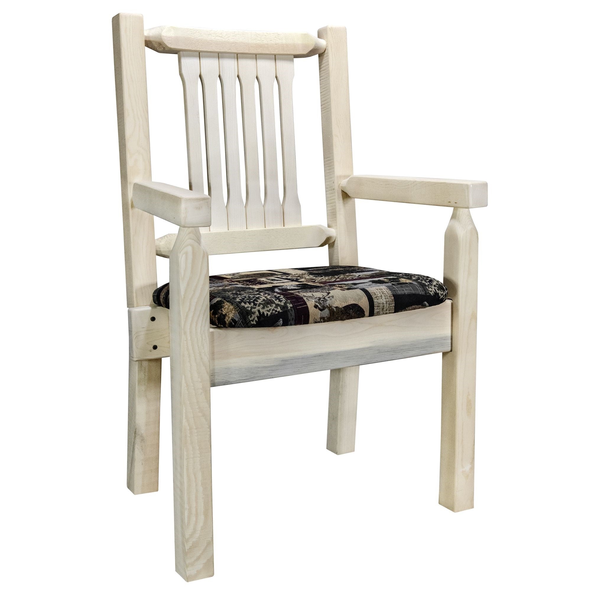 Homestead Collection Captain'S Chair, Ready To Finish W/ Upholstered Seat, Woodland Pattern