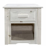 Homestead Collection End Table W/ Drawer, Clear Lacquer Finish