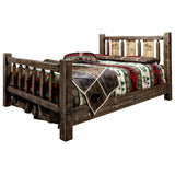 Homestead Collection Full Bed W/ Laser Engraved Moose Design, Stain & Clear Lacquer Finish
