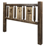 Homestead Collection Full Headboard W/ Laser Engraved Elk Design, Stain & Clear Lacquer Finish