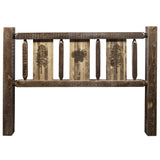 Homestead Collection Full Headboard W/ Laser Engraved Pine Design, Stain & Clear Lacquer Finish