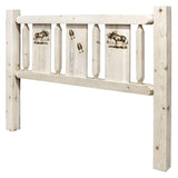 Homestead Collection Full Headboard W/ Laser Engraved Moose Design, Clear Lacquer Finish
