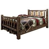 Homestead Collection King Bed W/ Laser Engraved Wolf Design, Stain & Clear Lacquer Finish