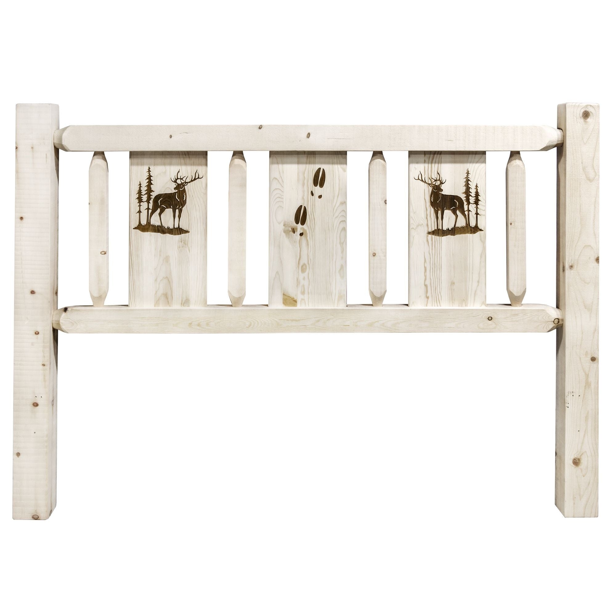 Homestead Collection King Headboard W/ Laser Engraved Elk Design, Ready To Finish