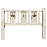 Homestead Collection King Headboard W/ Laser Engraved Bronc Design, Clear Lacquer Finish