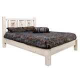 Homestead Collection California King Platform Bed W/ Laser Engraved Elk Design, Ready To Finish