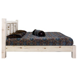 Homestead Collection Full Platform Bed W/ Laser Engraved Elk Design, Ready To Finish