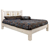 Homestead Collection King Platform Bed W/ Laser Engraved Bronc Design, Clear Lacquer Finish