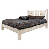 Homestead Collection Queen Platform Bed W/ Laser Engraved Bronc Design, Ready To Finish