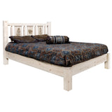 Homestead Collection Queen Platform Bed W/ Laser Engraved Pine Tree Design, Ready To Finish