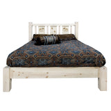 Homestead Collection Queen Platform Bed W/ Laser Engraved Moose Design, Clear Lacquer Finish
