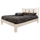 Homestead Collection Twin Platform Bed W/ Laser Engraved Pine Tree Design, Ready To Finish
