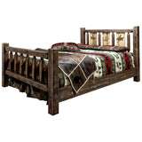 Homestead Collection Queen Bed W/ Laser Engraved Bronc Design, Stain & Clear Lacquer Finish