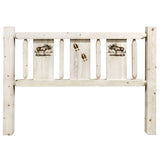 Homestead Collection Queen Headboard W/ Laser Engraved Moose Design, Clear Lacquer Finish