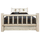 Homestead Collection California King Storage Bed W/ Laser Engraved Moose Design, Clear Lacquer Finish