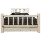 Homestead Collection Full Storage Bed W/ Laser Engraved Bronc Design, Clear Lacquer Finish