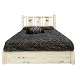 Homestead Collection Platform Bed W/ Storage, California King W/ Laser Engraved Elk Design, Ready To Finish