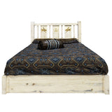 Homestead Collection Platform Bed W/ Storage, Full W/ Laser Engraved Bronc Design, Ready To Finish