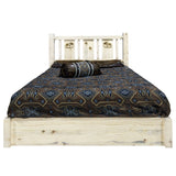 Homestead Collection Platform Bed W/ Storage, King W/ Laser Engraved Moose Design, Ready To Finish
